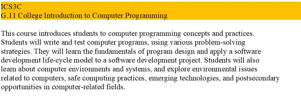 ICS3C course description