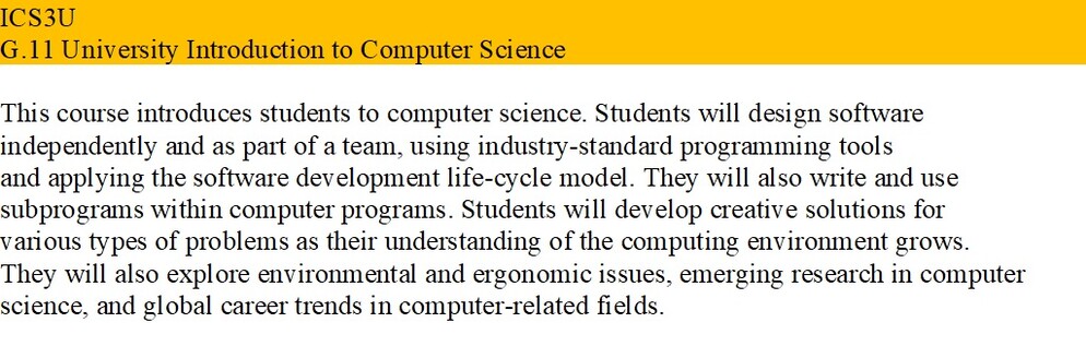 ICS3U course description