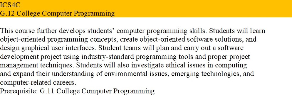 ICS4C course description