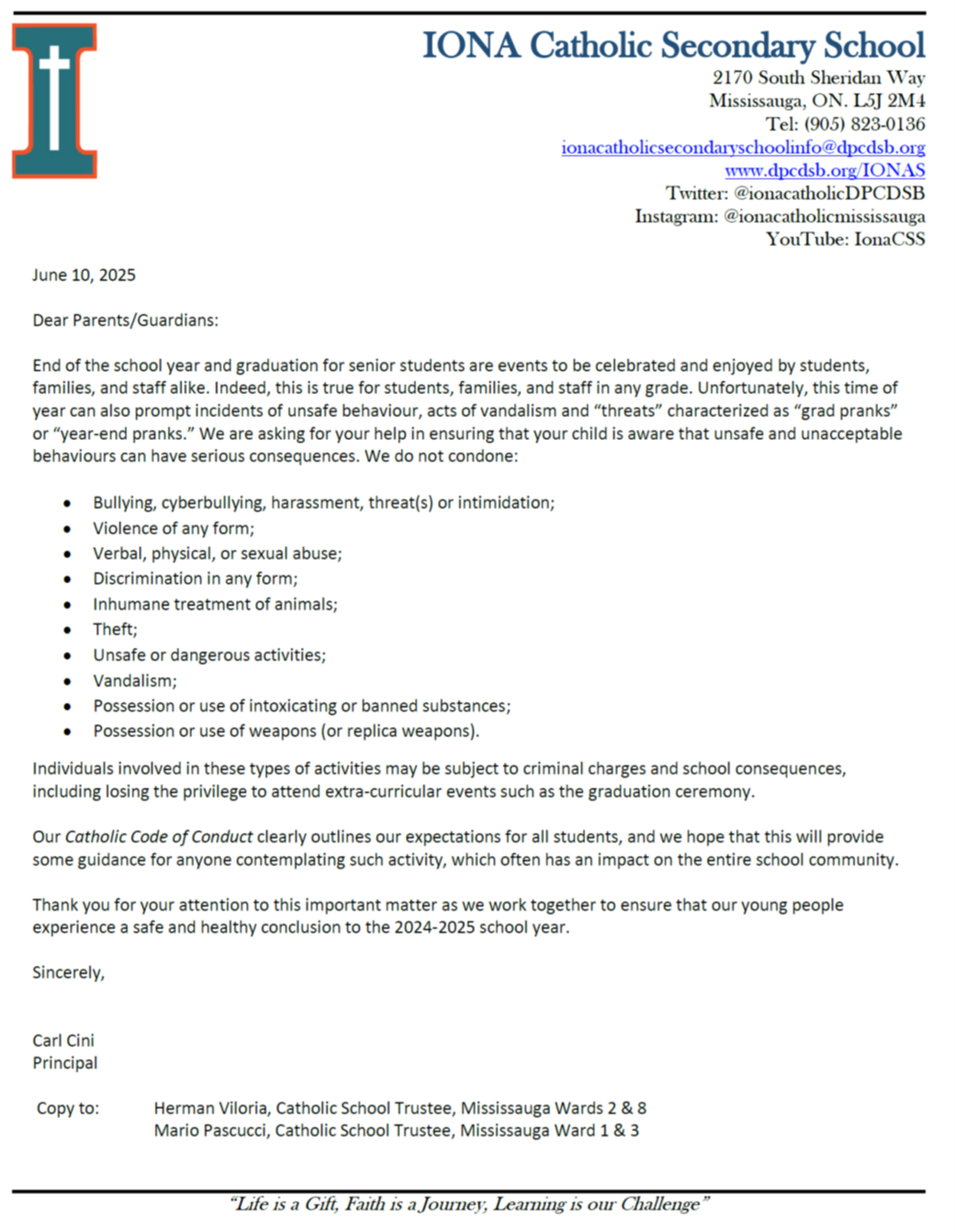 Letter to students