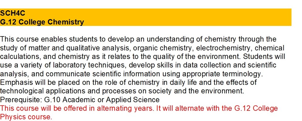 SNC1D course description
