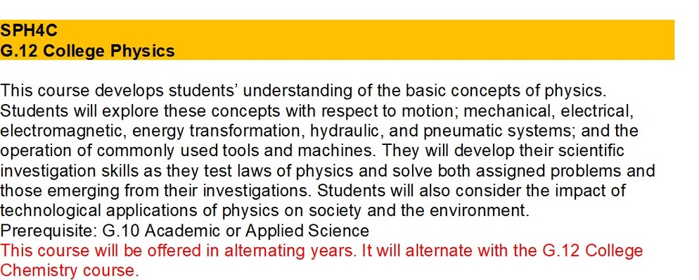 SNC1D course description