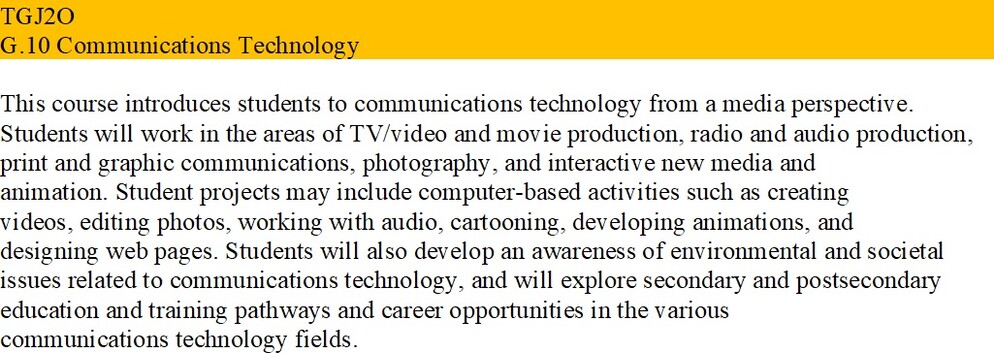 TGJ2O course description