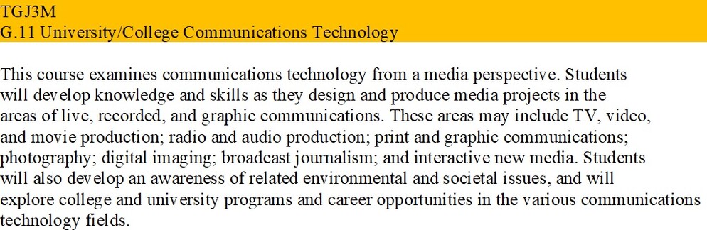 TGJ3M course description
